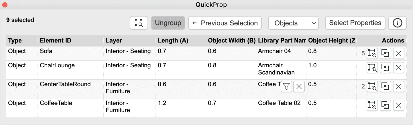 QuickProp Objects View